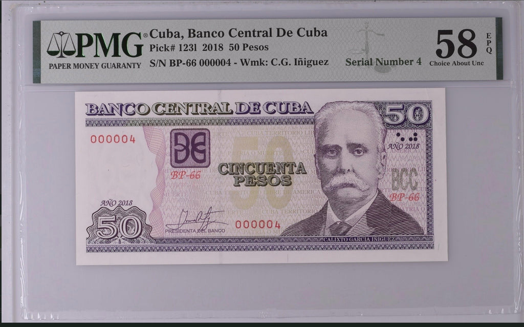 2018 50 Peso NÚMERO 4 PMG 58 EPQ