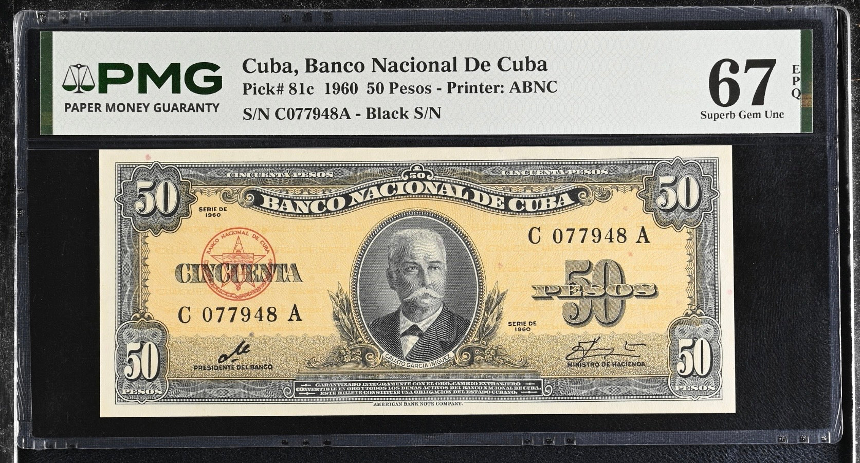 1960 50 Peso PMG 67 EPQ TOP POP