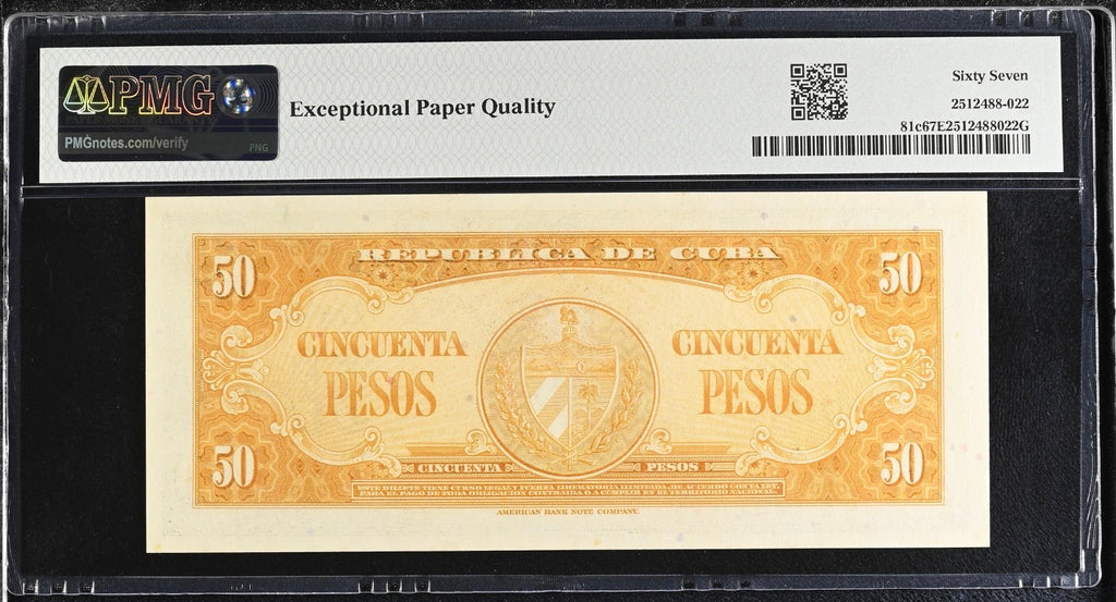 1960 50 Peso PMG 67 EPQ TOP POP