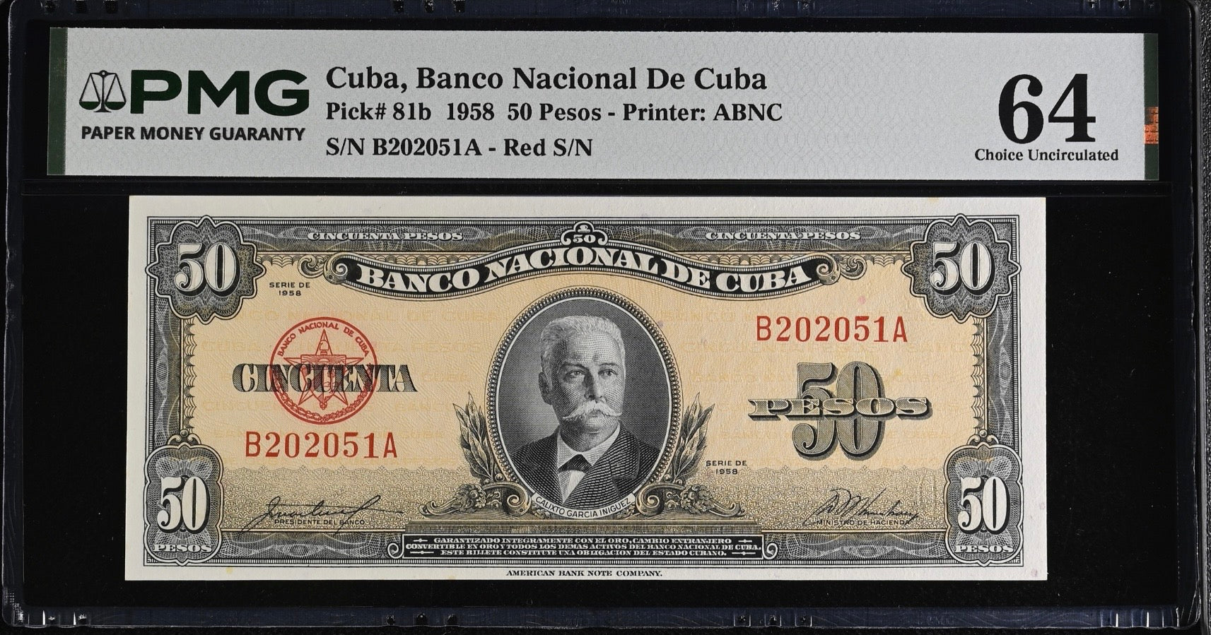 1958 50 Peso PMG 64