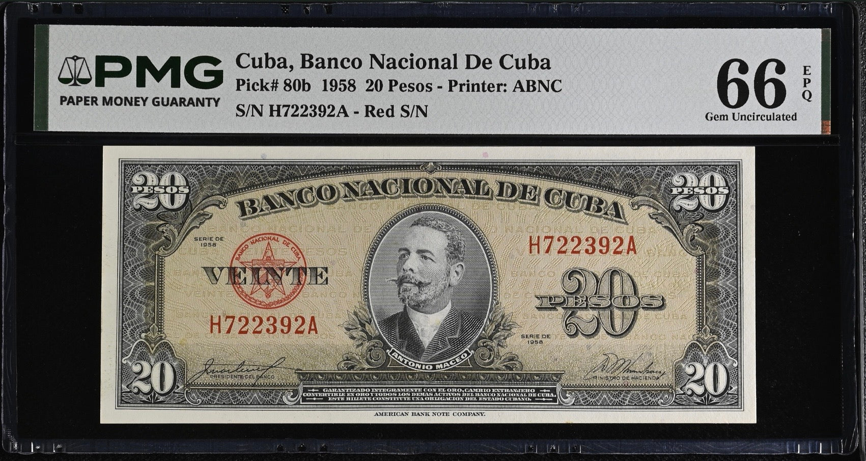 1958 20 Peso PMG 66 EPQ