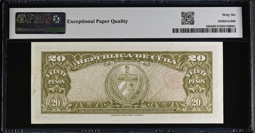 1958 20 Peso PMG 66 EPQ