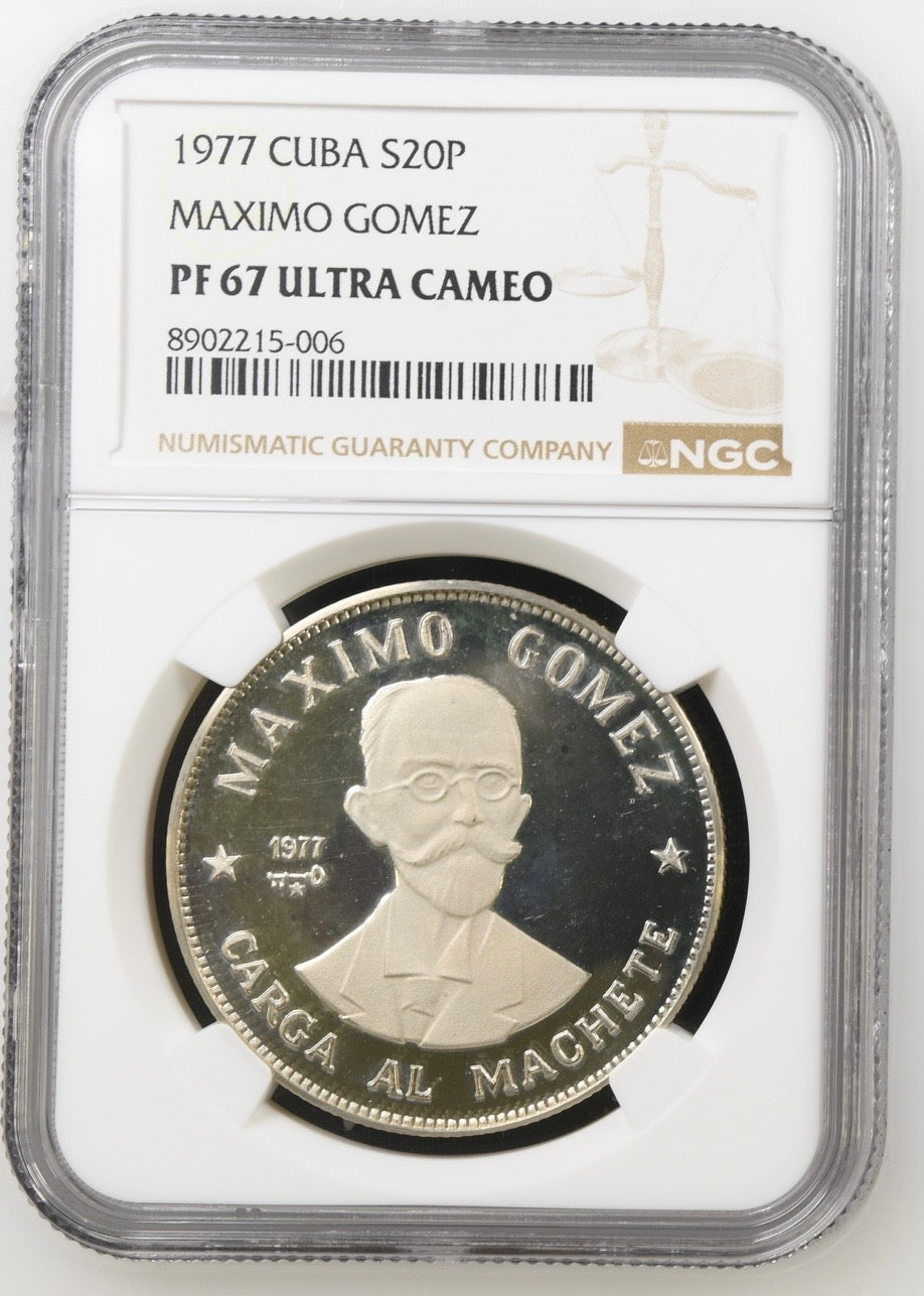 1977 20 Pesos Maximo Gomez PF67