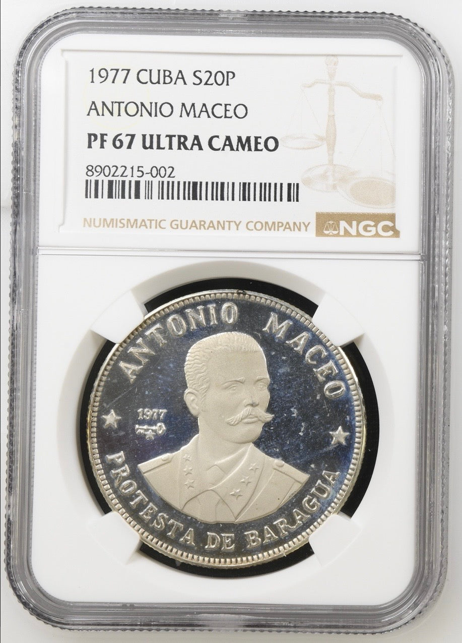 1977 20 Pesos Antonio Maceo PF67
