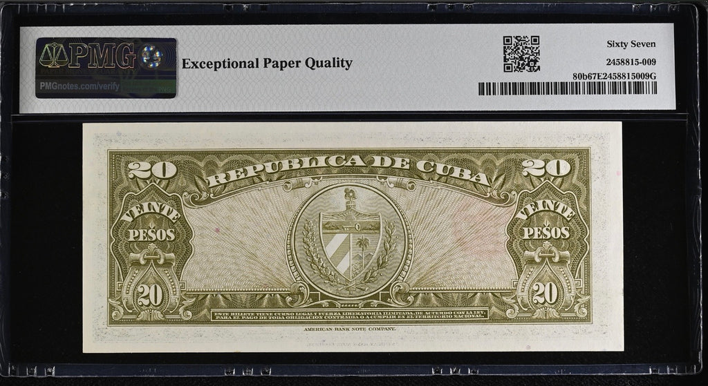 1958 20 Peso PMG 67 EPQ TOP POP