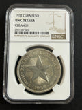 1932 Cuba 1 Peso - NGC UNC Details - Cleaned