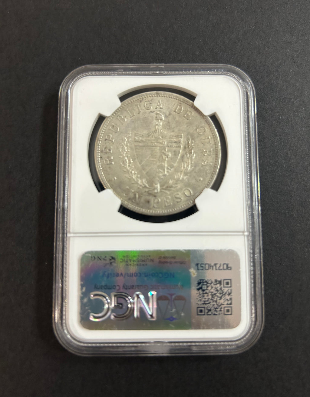 1933 Cuba 1 Peso - NGC UNC Details - Cleaned