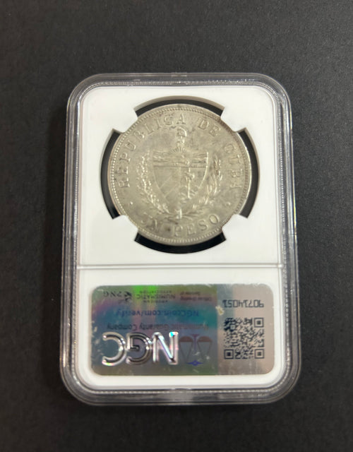 1933 Cuba 1 Peso - NGC UNC Details - Cleaned
