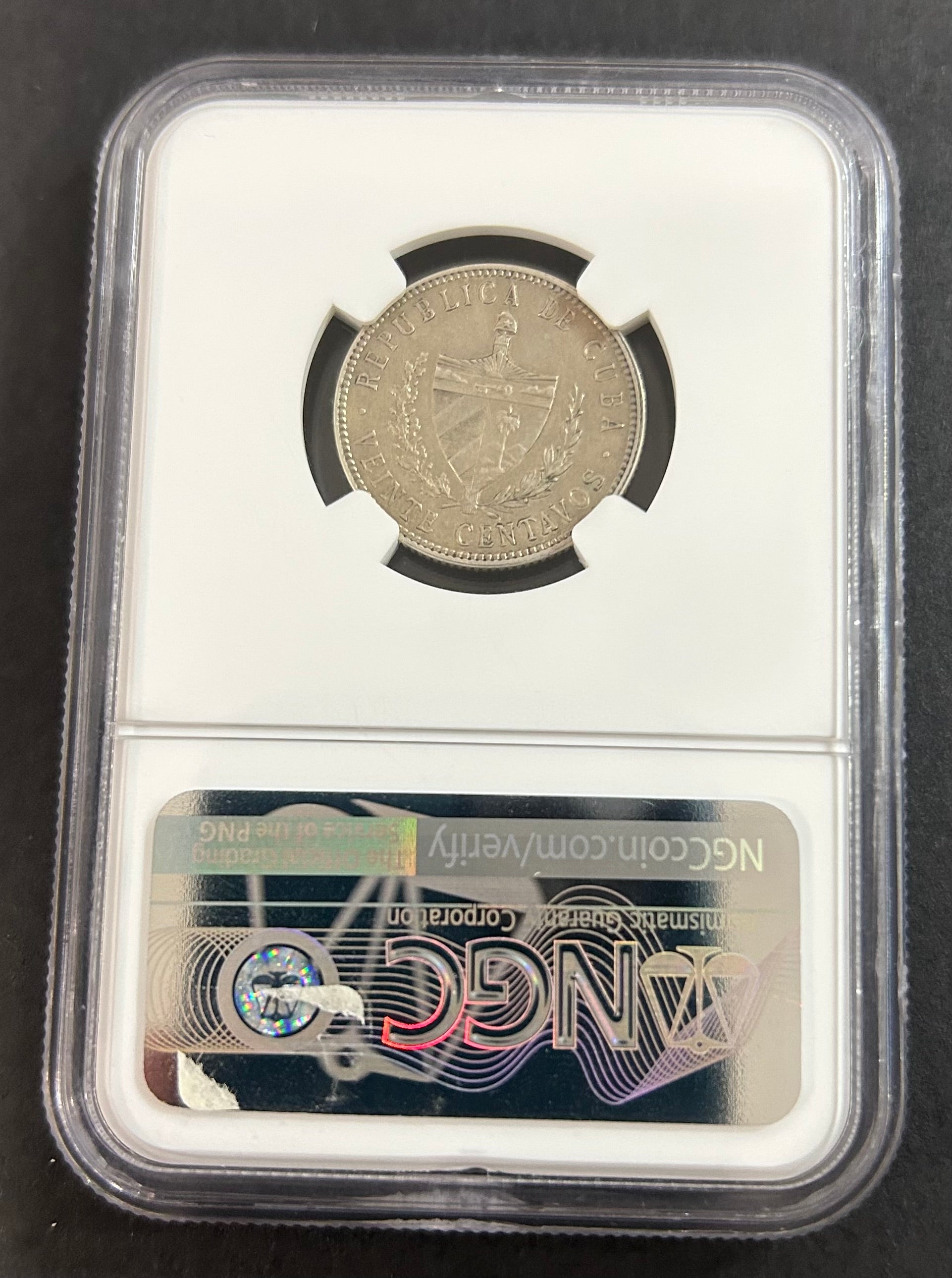 1916 Cuba 20C AU55 NGC