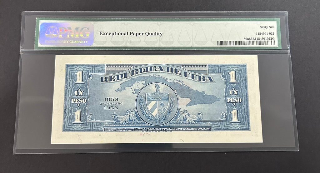 1953 Cuba 1 Peso PMG 66 EPQ