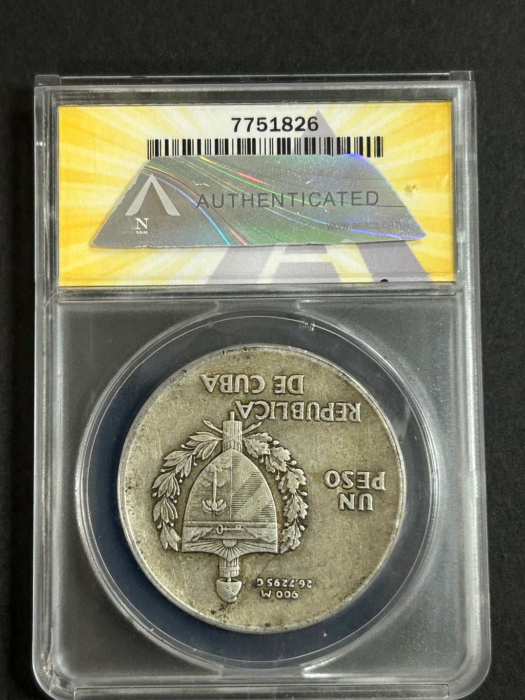 1935 Cuba 1 Peso EF40 Details ANACS