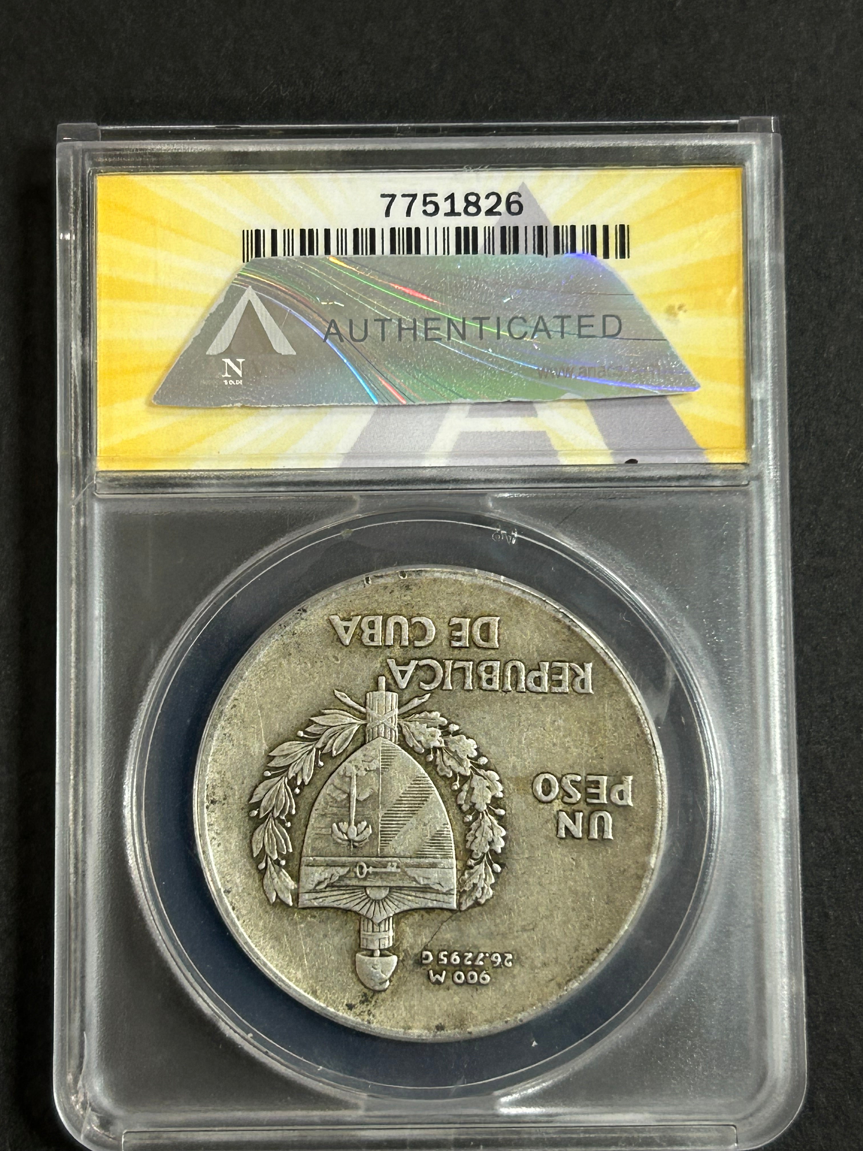 1935 Cuba 1 Peso EF40 Details ANACS