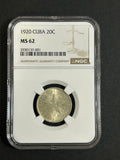 1920 Cuba 20C MS 62 NGC