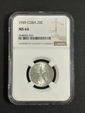 1949 Cuba 20C MS 64 NGC