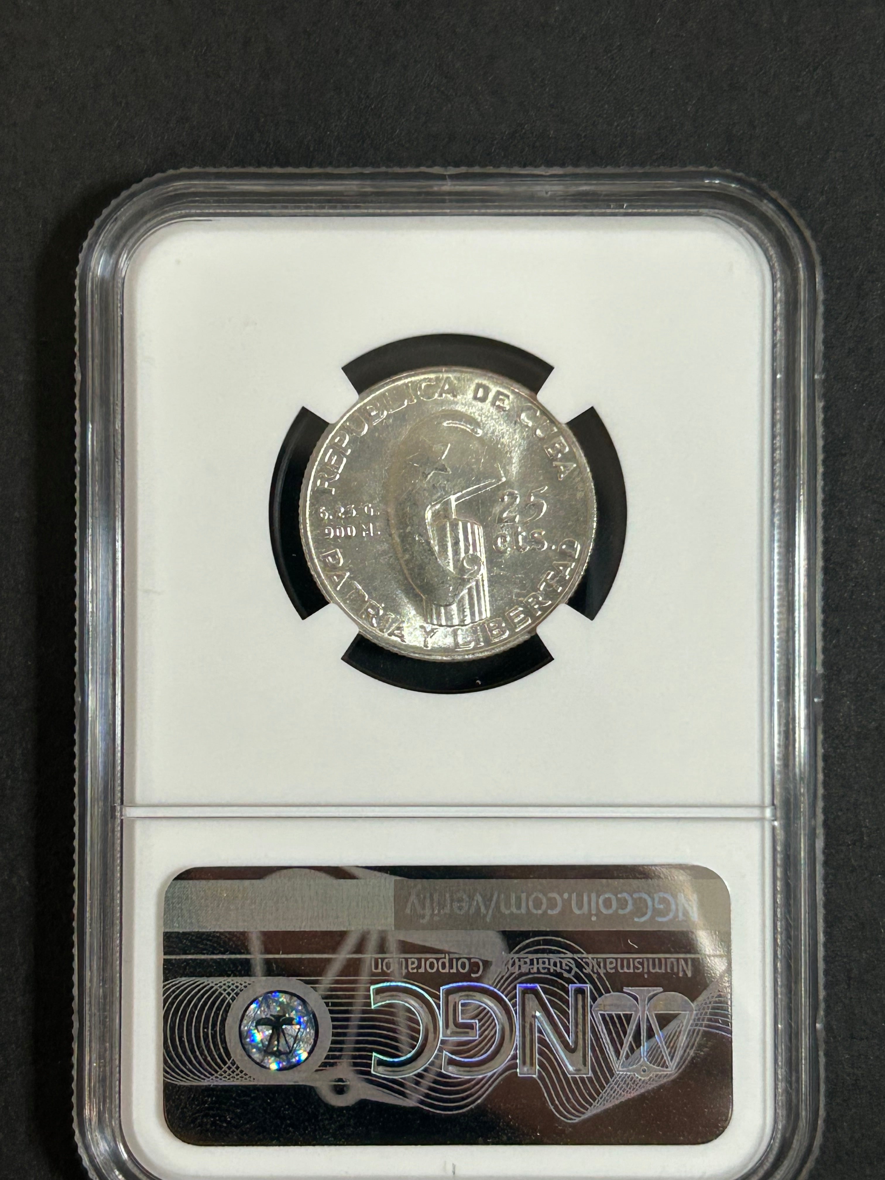 1953 Cuba 25C MS64 NGC José Marti Centennial