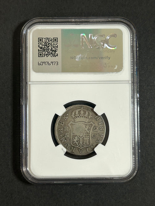 (1841) Cuba 2 Reales sobre 2 Reales de España de 1774 – Lattice Counterstamp – NGC G6