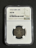 1916 Cuba 20C AU58 NGC