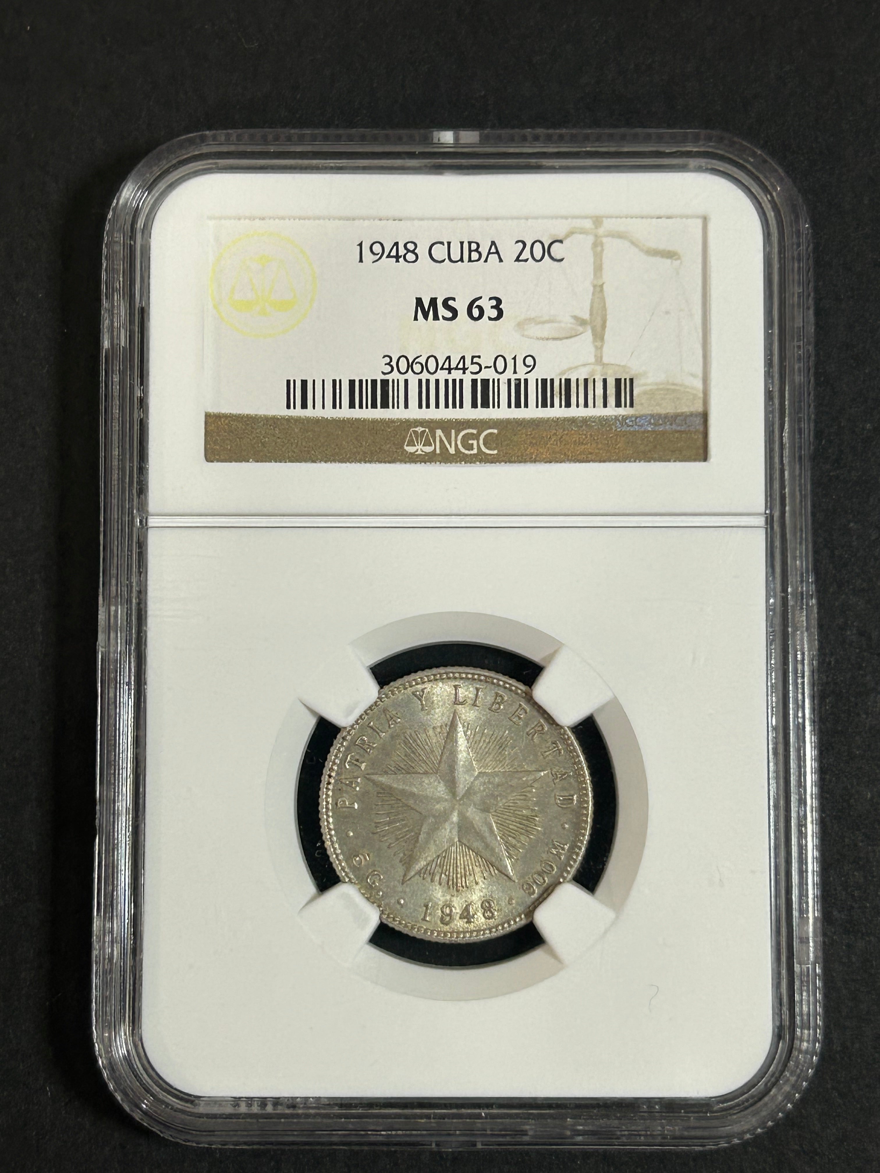 1948 Cuba 20C MS 63 NGC