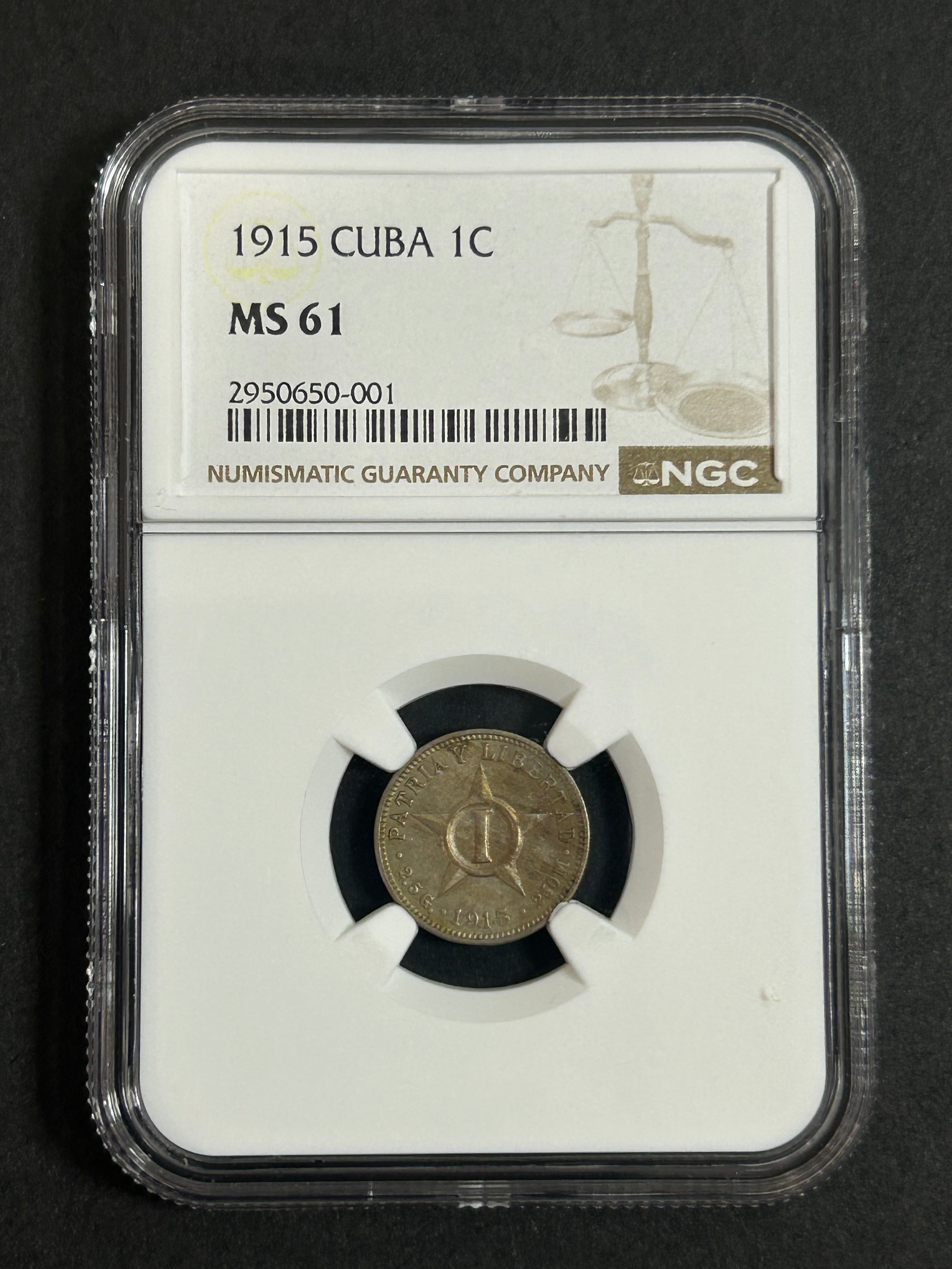 1915 Cuba 1C MS 61 NGC