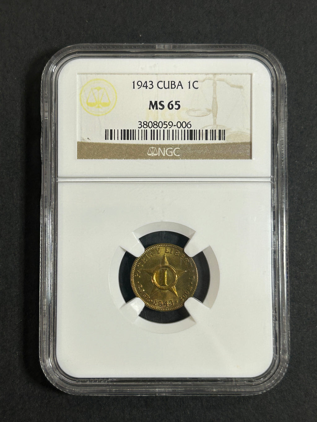 1943 Cuba 1C MS65 NGC