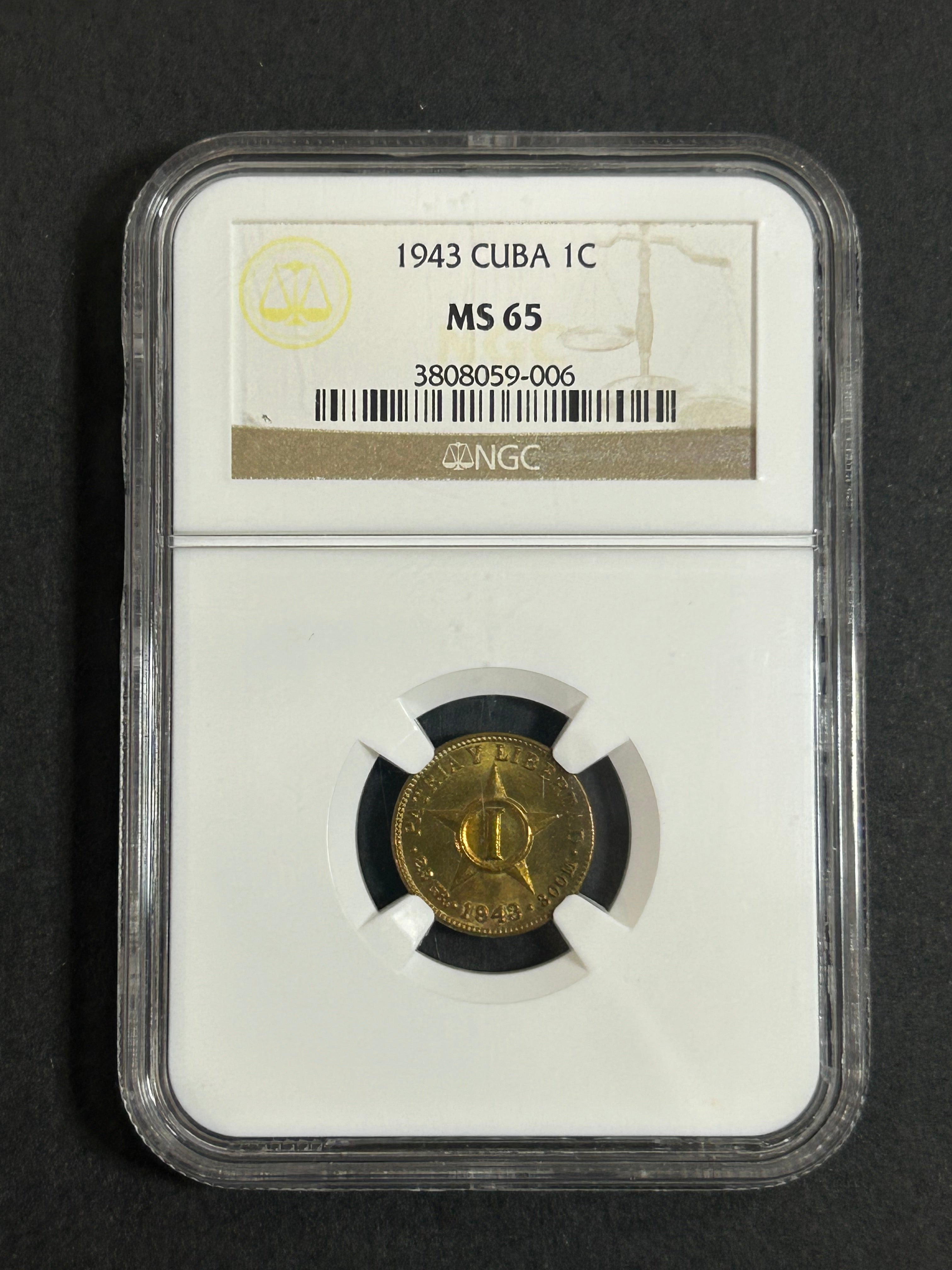 1943 Cuba 1C MS65 NGC