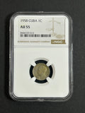 1958 Cuba 1C AU55 NGC