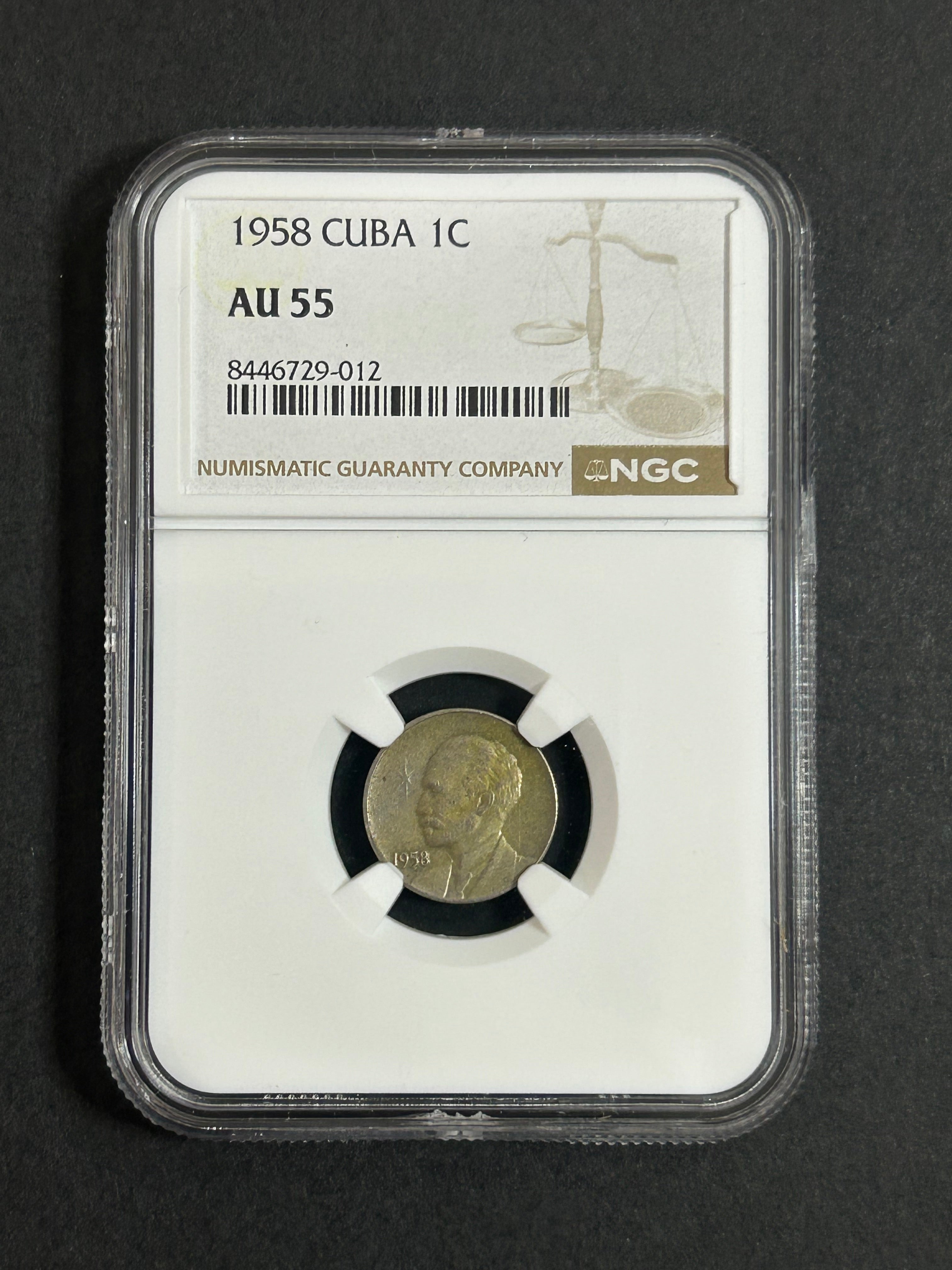 1958 Cuba 1C AU55 NGC