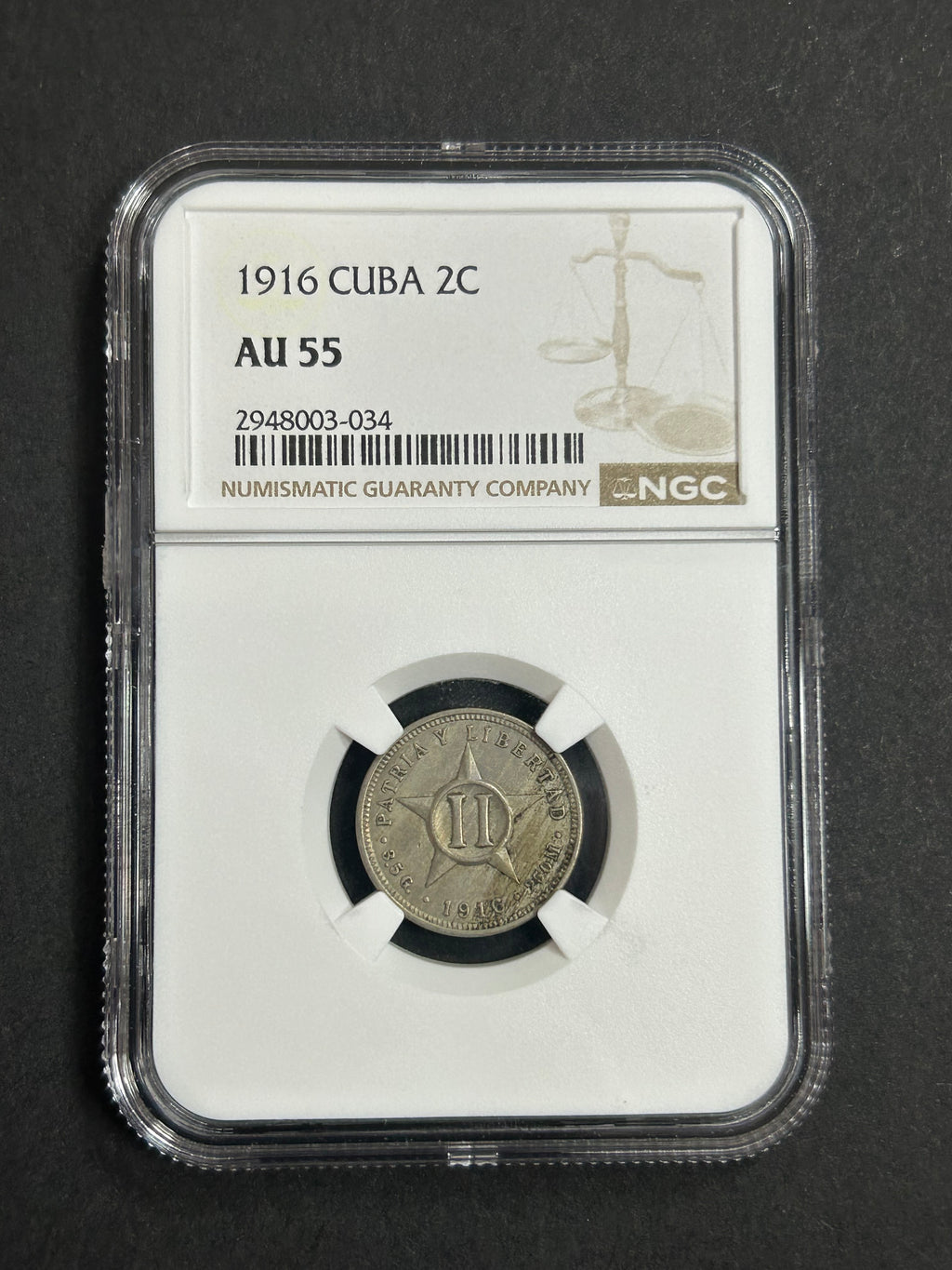 1916 Cuba 2C AU55 NGC