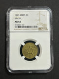 1943 Cuba 5C AU58 NGC