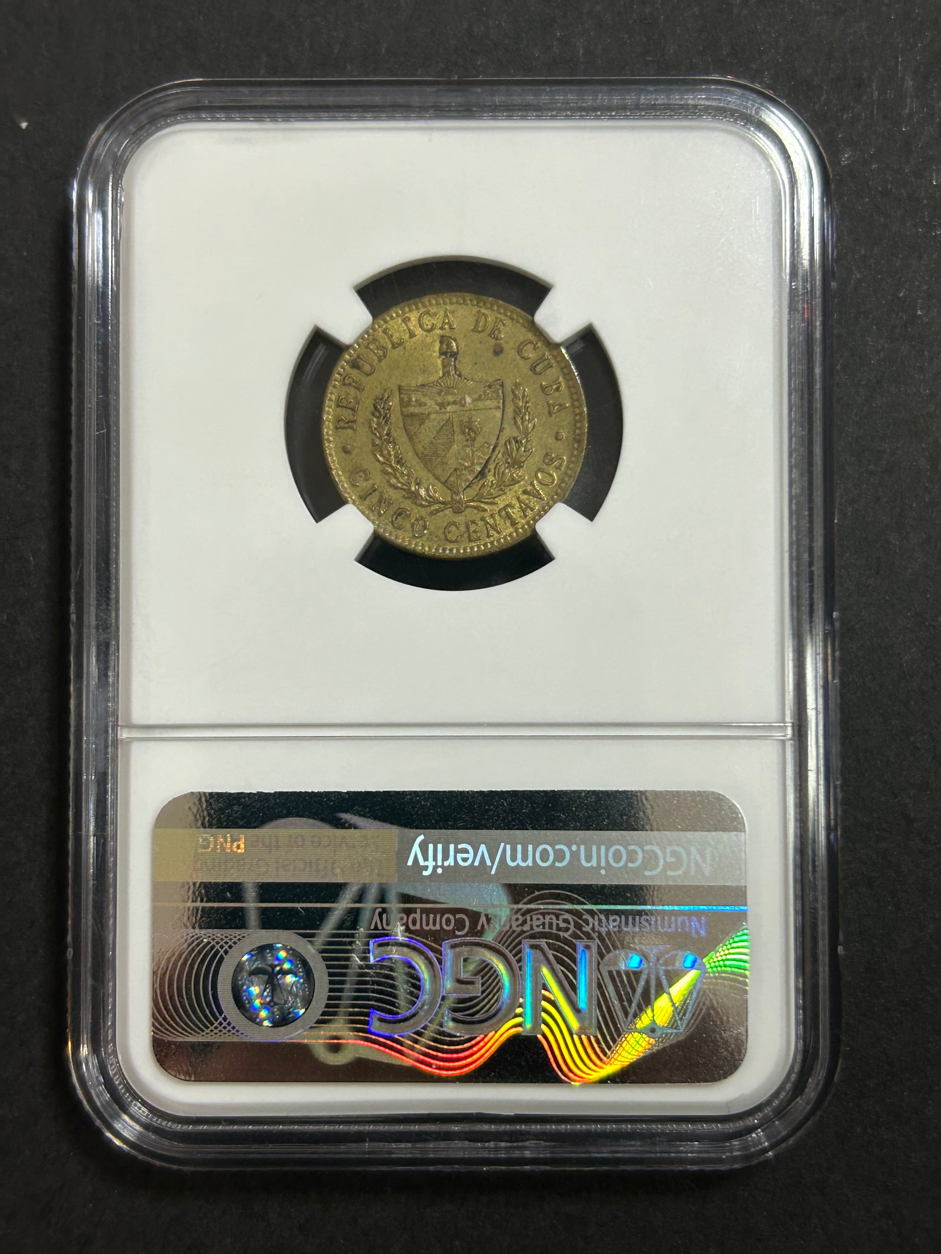 1943 Cuba 5C AU58 NGC