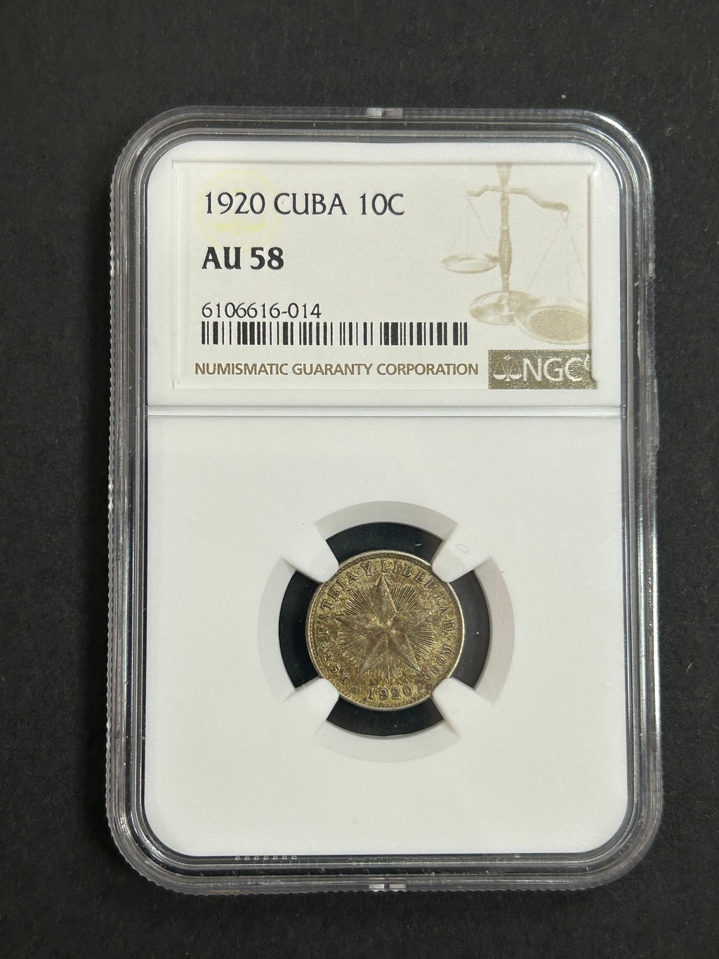 1920 Cuba 10C AU58 NGC