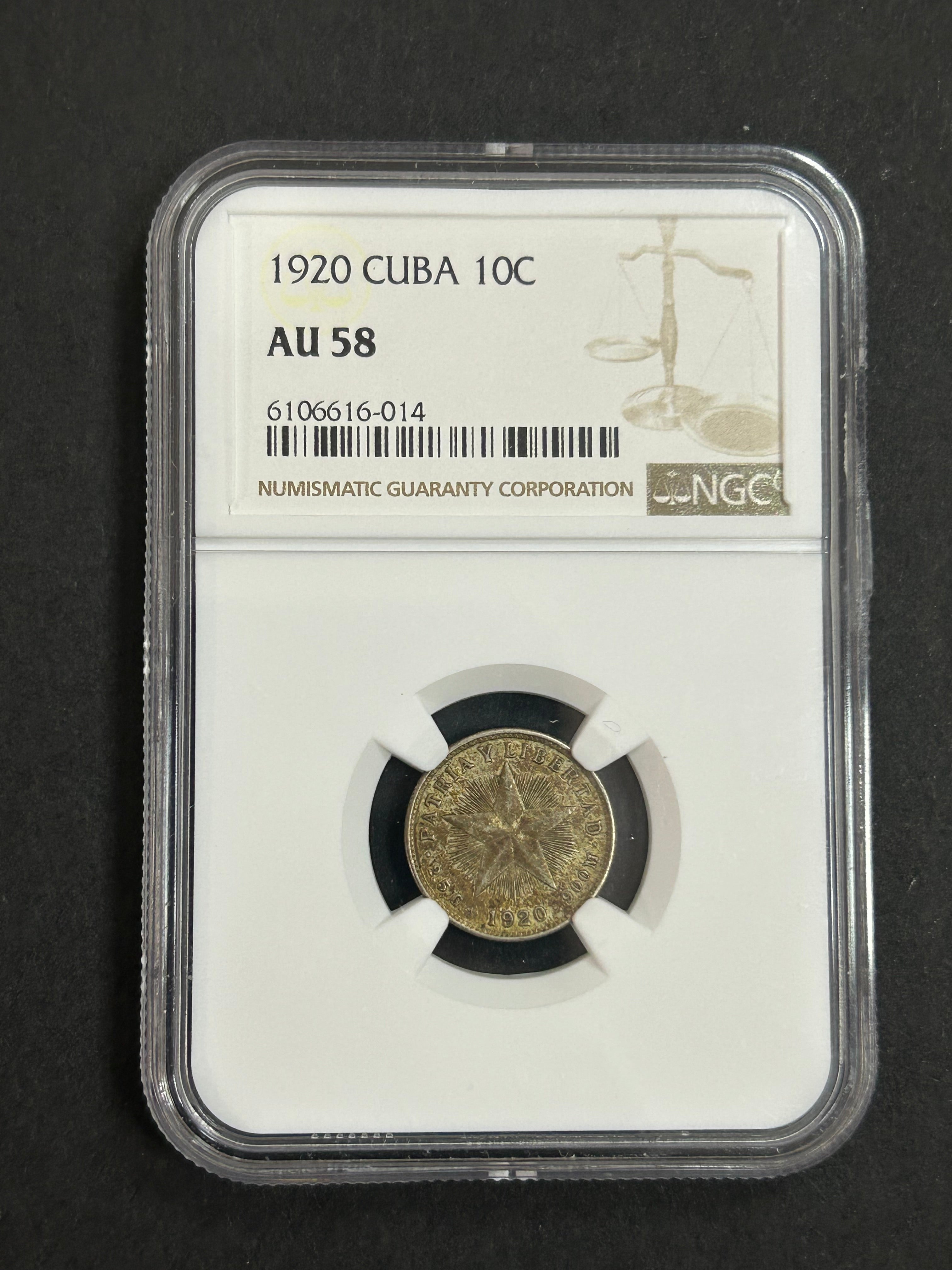 1920 Cuba 10C AU58 NGC