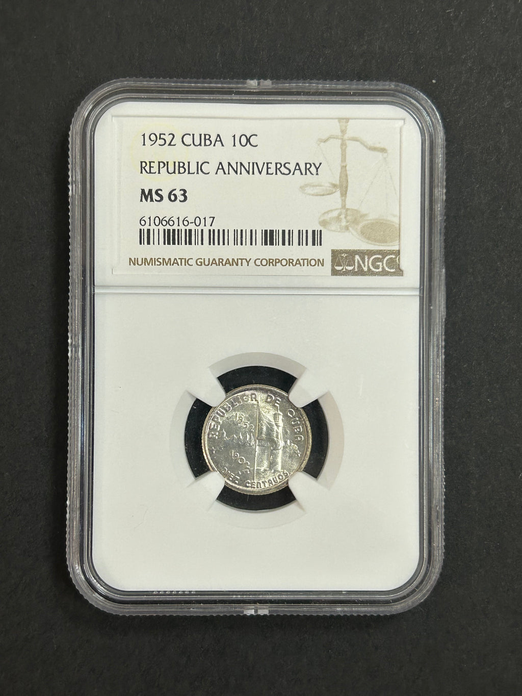 1952 Cuba 10C Republic Anniversary MS63 NGC