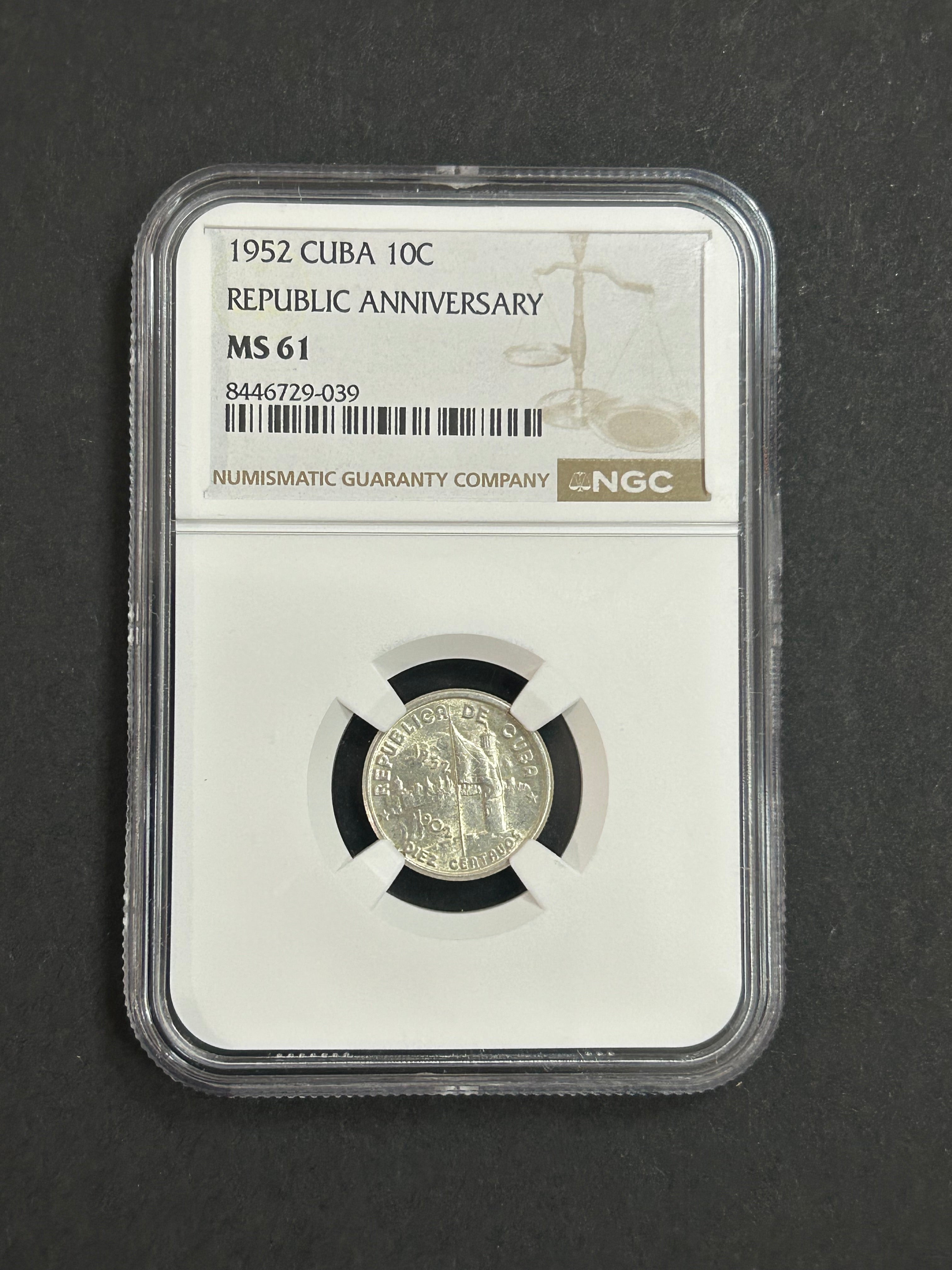 1952 Cuba 10C Republic Anniversary MS 61 NGC