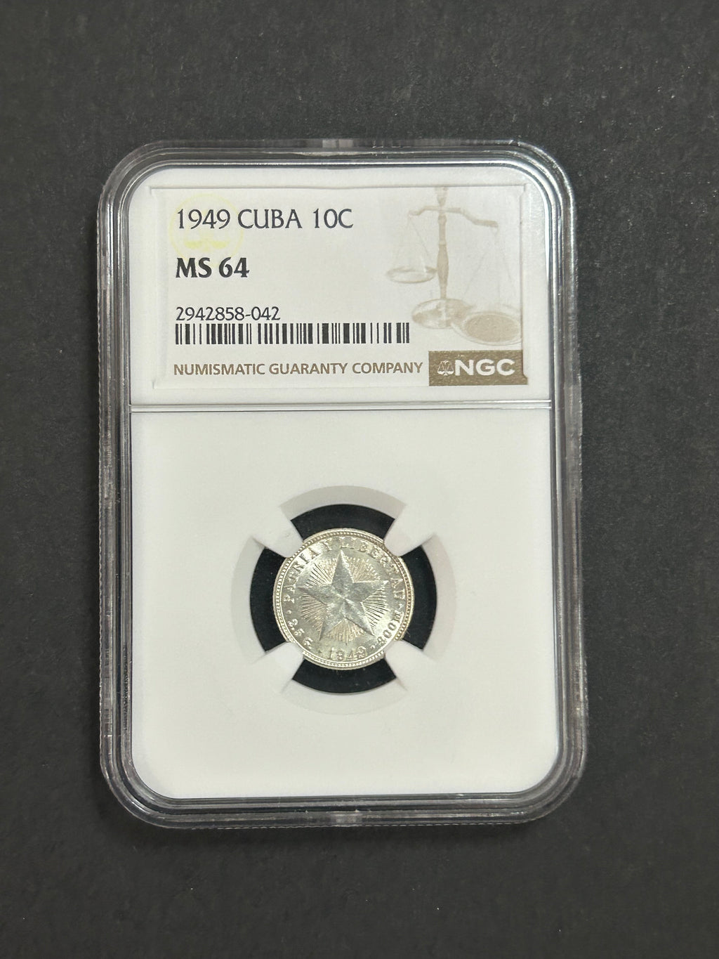 1949 Cuba 10C MS64 NGC