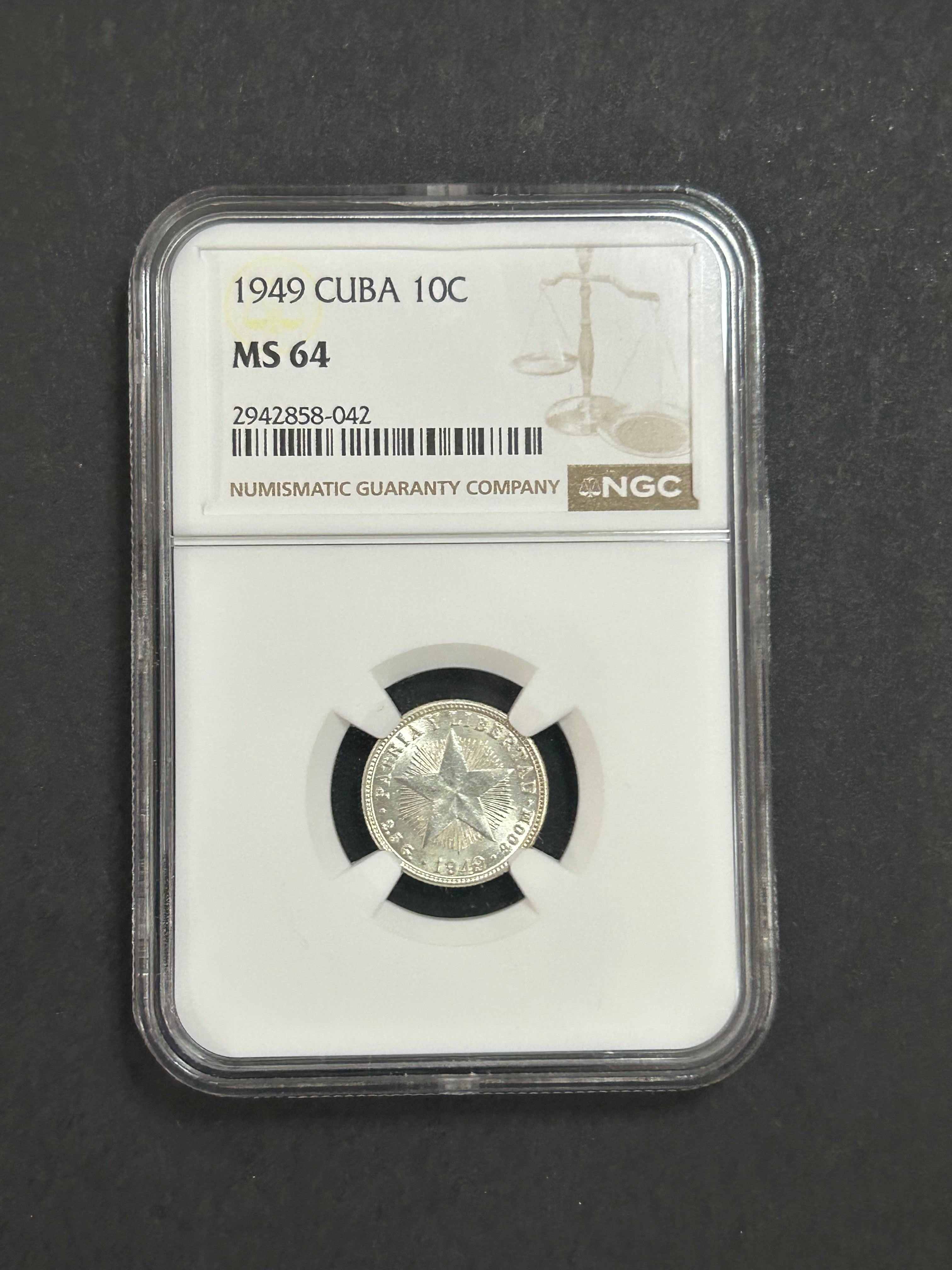 1949 Cuba 10C MS64 NGC