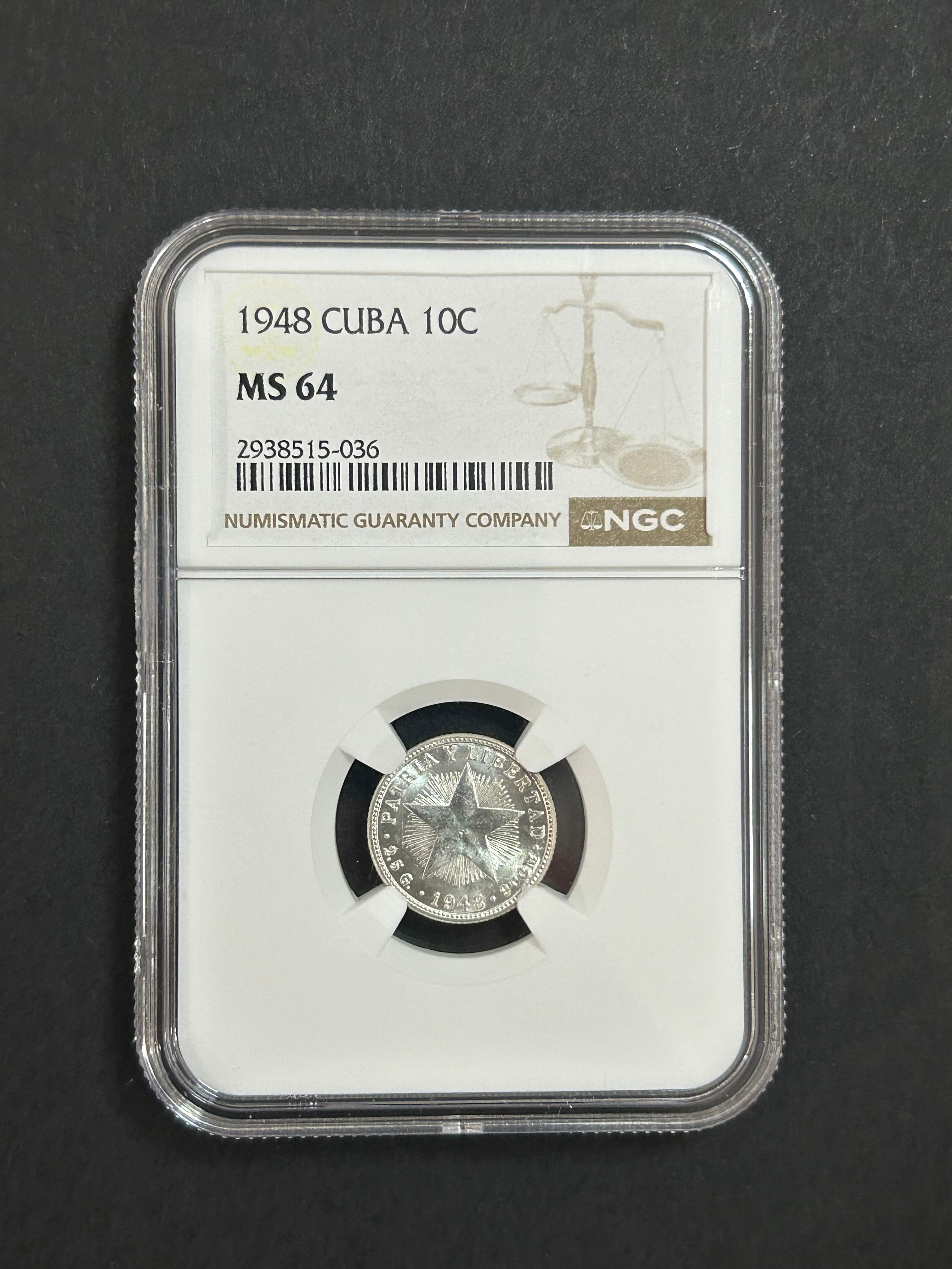 1948 Cuba 10C MS 64 NGC