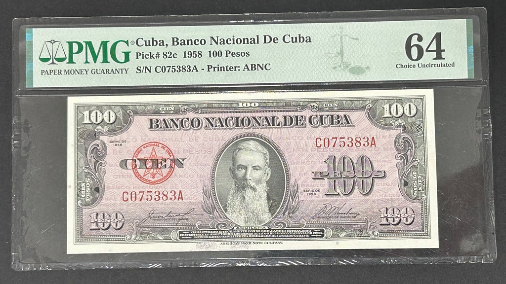 1958 Cuba 100 Peso PMG 64