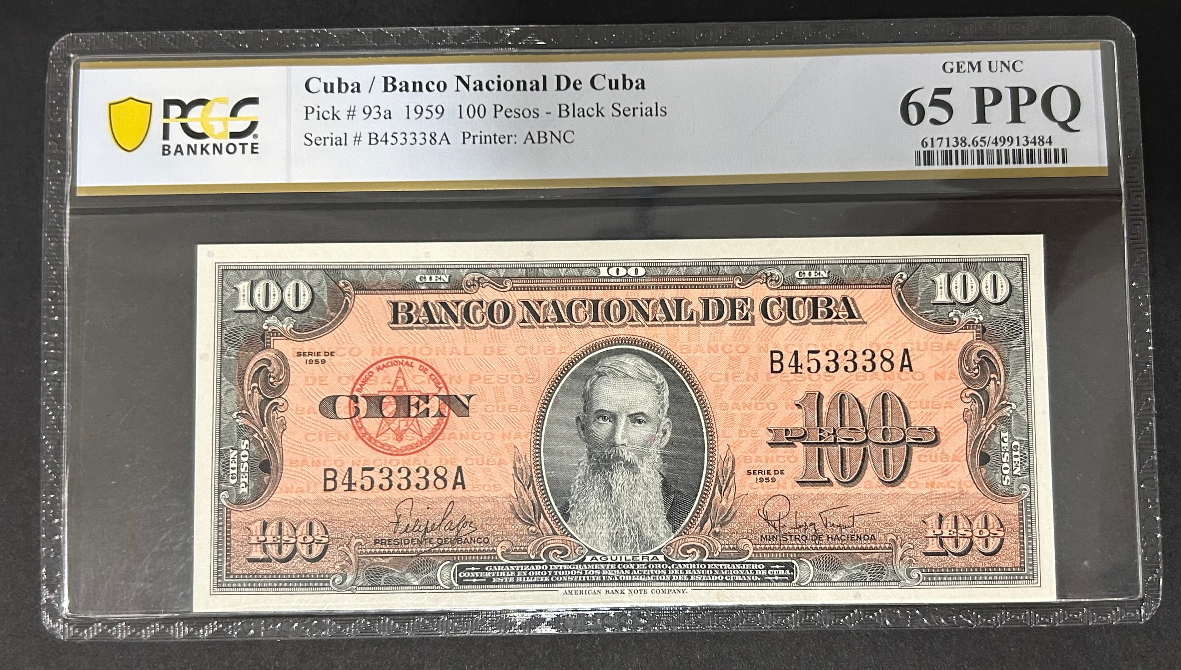 1959 Cuba 100 Peso PMG 65 EPQ