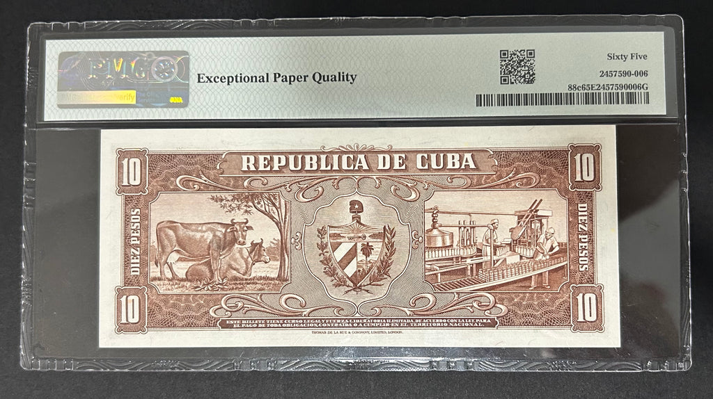 1960 Cuba 10 Peso PMG 65 EPQ