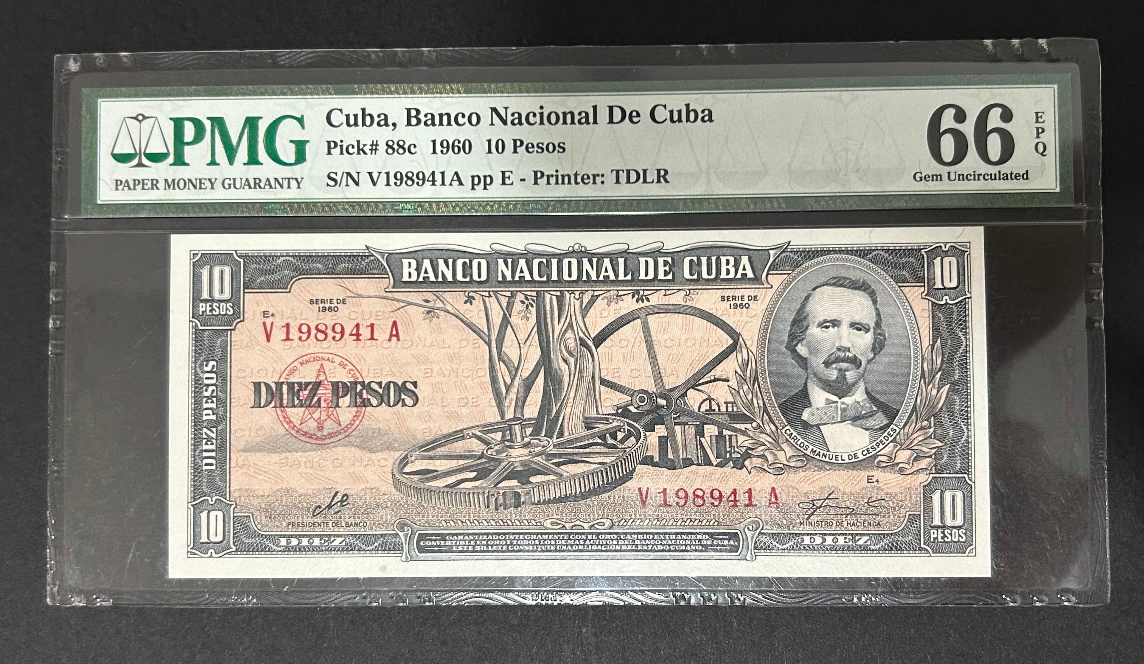 1960 Cuba 10 Peso PMG 66 EPQ