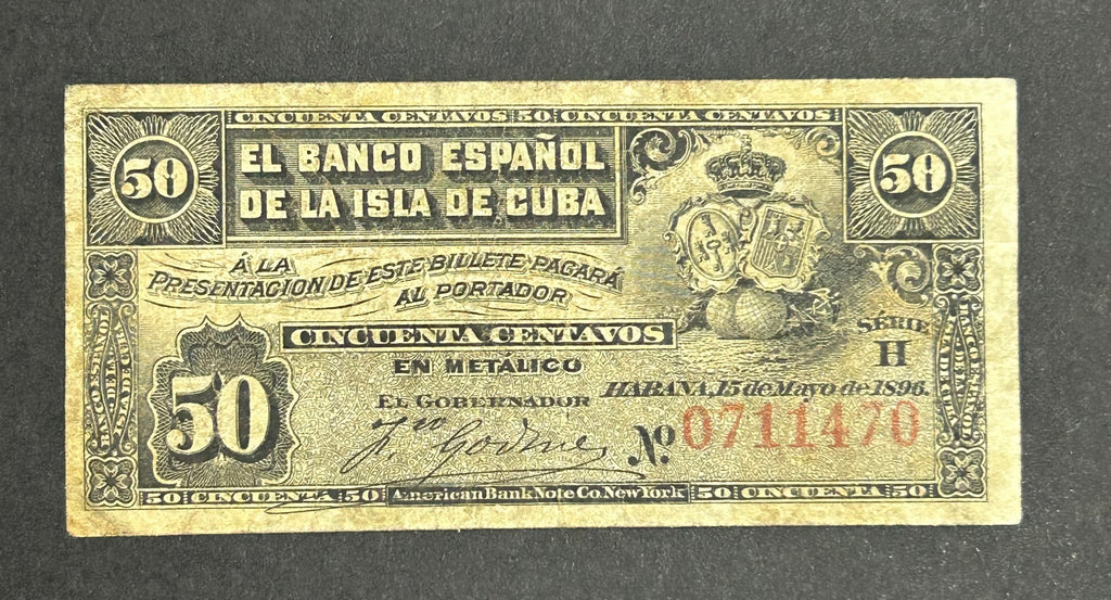 1896 50C Banco Españo. De La Isla Circulados