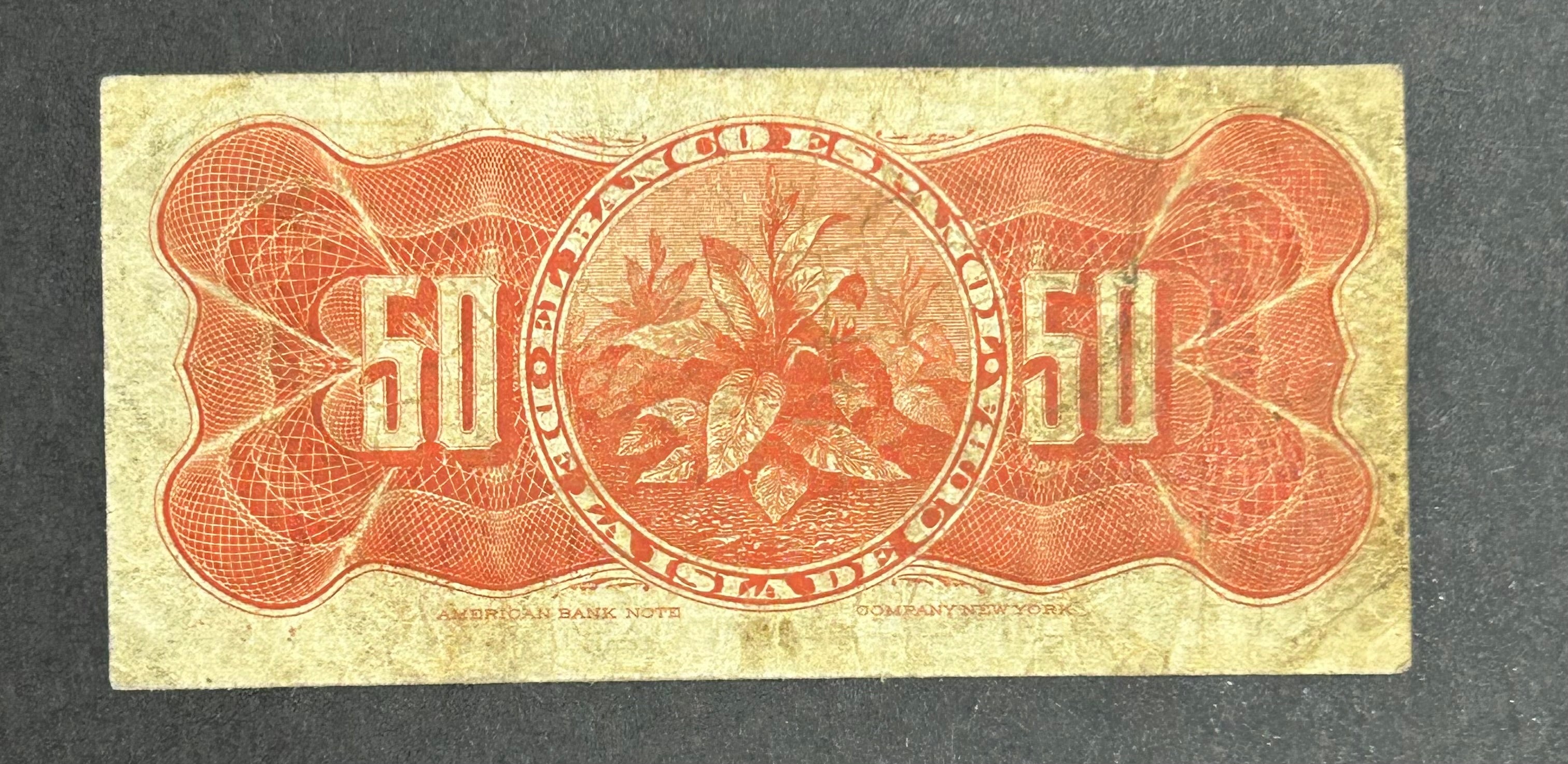 1896 50C Banco Españo. De La Isla Circulados