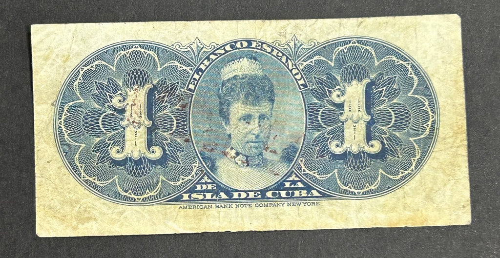 1896 1 Peso Banco Españo. De La Isla Circulados
