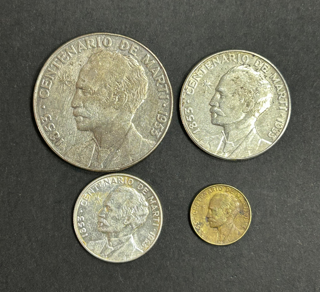 1953 Colecciones Del Centenario de José Marti 4 Monedas