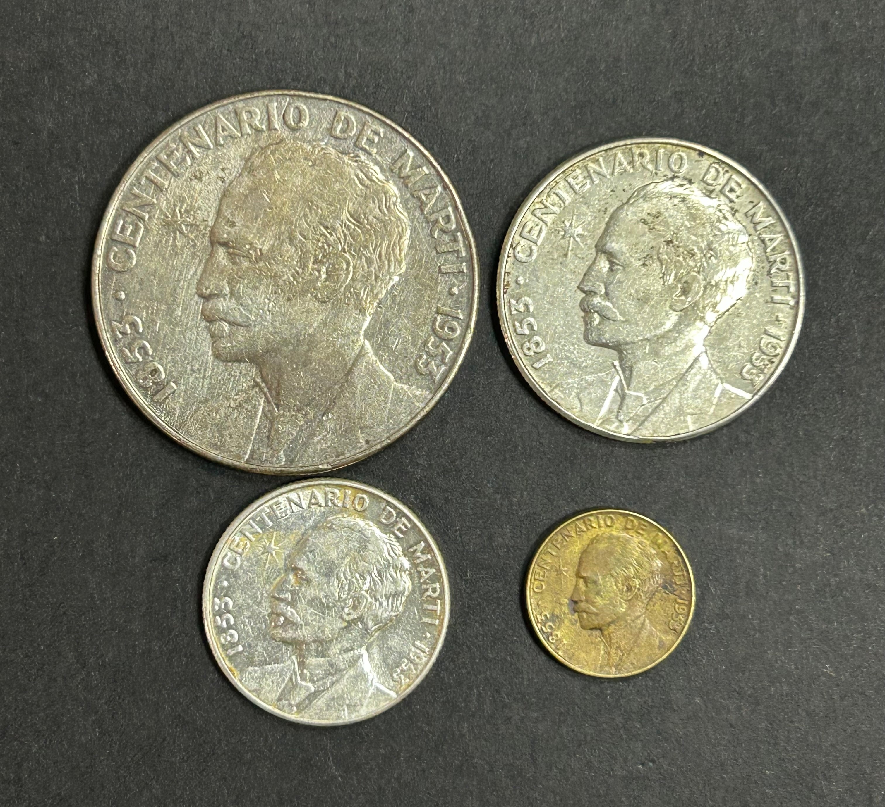 1953 Colecciones Del Centenario de José Marti 4 Monedas
