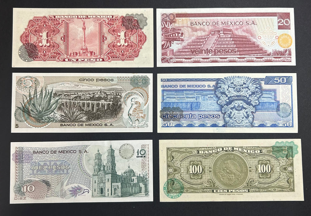 1965-1975 Set de 6 Billetes México