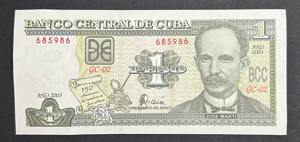 2003 1 Peso 150 Aniversario de José Marti UNC