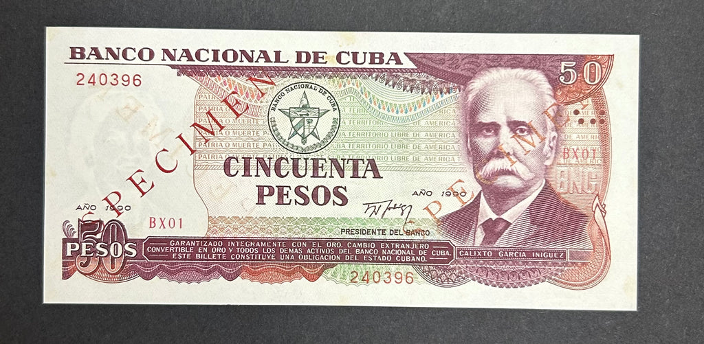 1990 50 Peso Specimen AU
