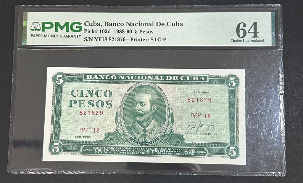1990 5 Peso PMG 64